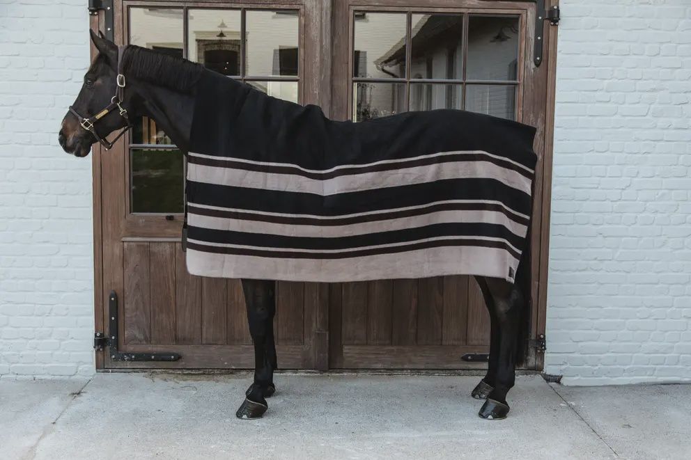 Kentucky Heavy Fleece Horse Blanket Square Stripes Brown, Size: 210x200
