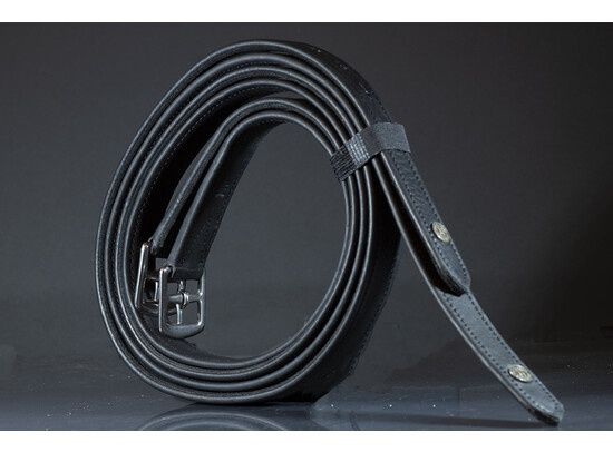 LJ Leathers Stirrup Straps Aniline Leather, Color: Black, Size: 135cm