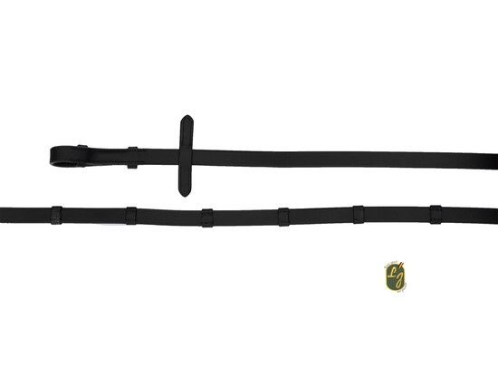 LJ Leathers Reins Leather; Chrome buckles, Color: Zwart, Size: Full