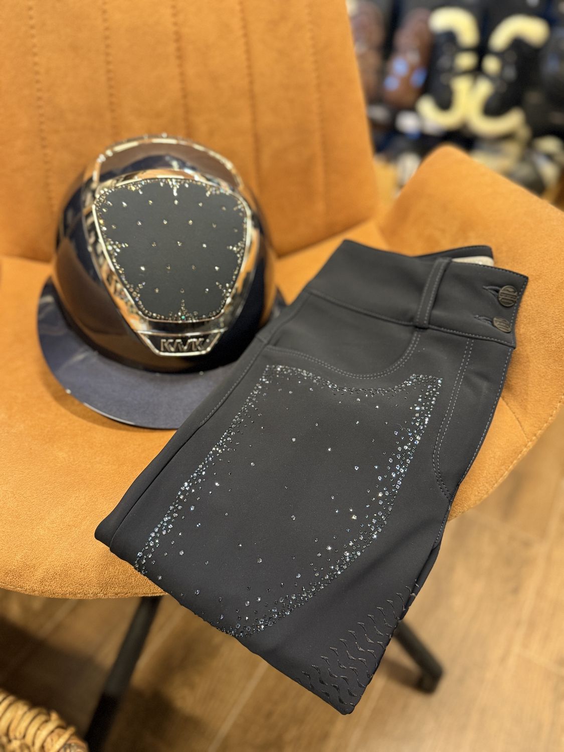 Animo Negori Full Grip Riding Breeches Ladies, Color: Navy, Size: S