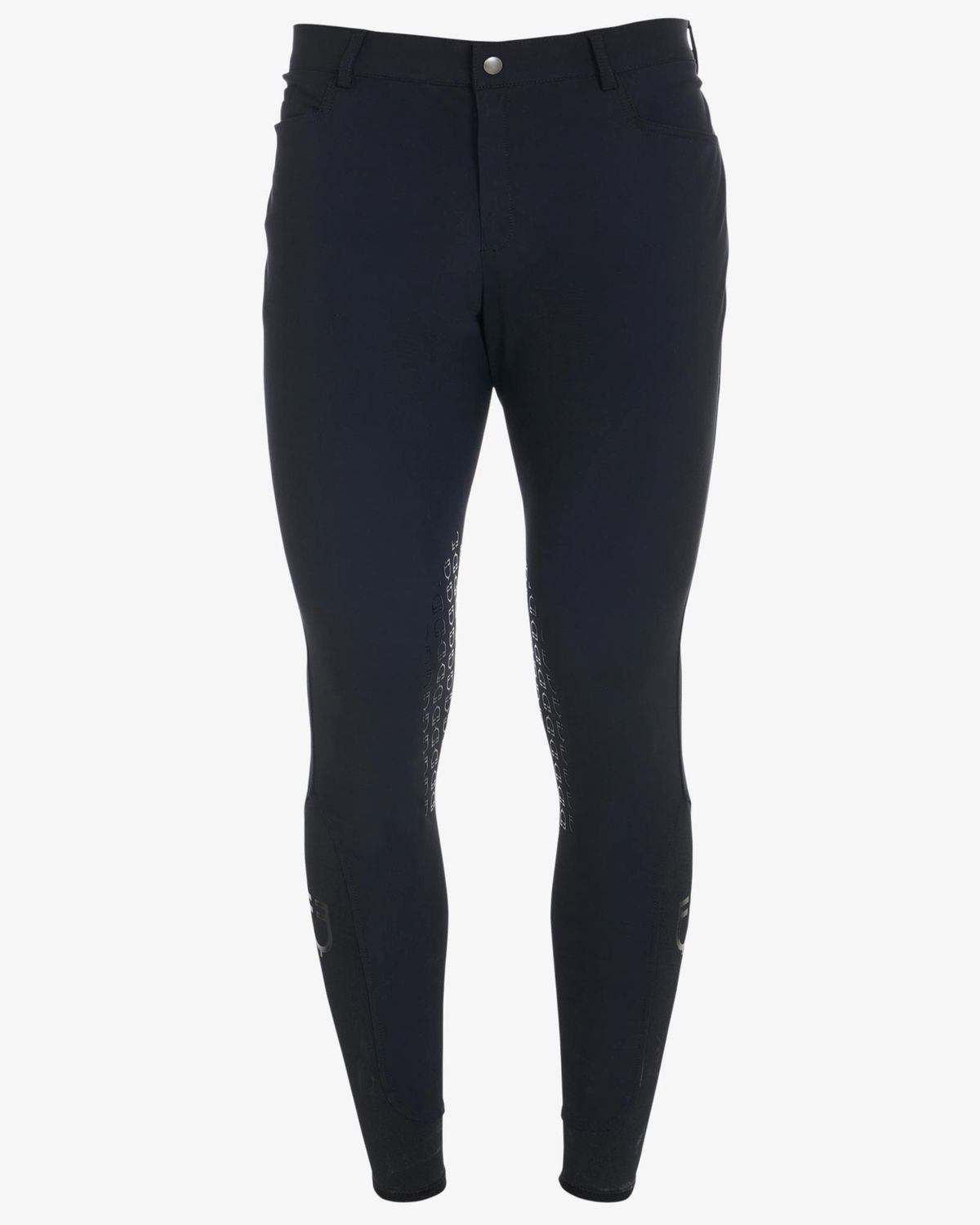 Equestro Men&#39;s Slim Fit Summer Breeches Knee Grip, Color: Black, Size: XS