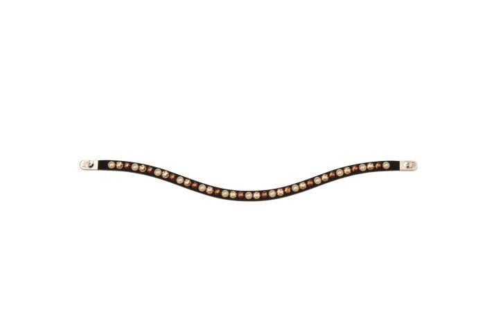 Magic Tack Bling for browband Magic Tack long curved; one row, Color: Brown Pearl