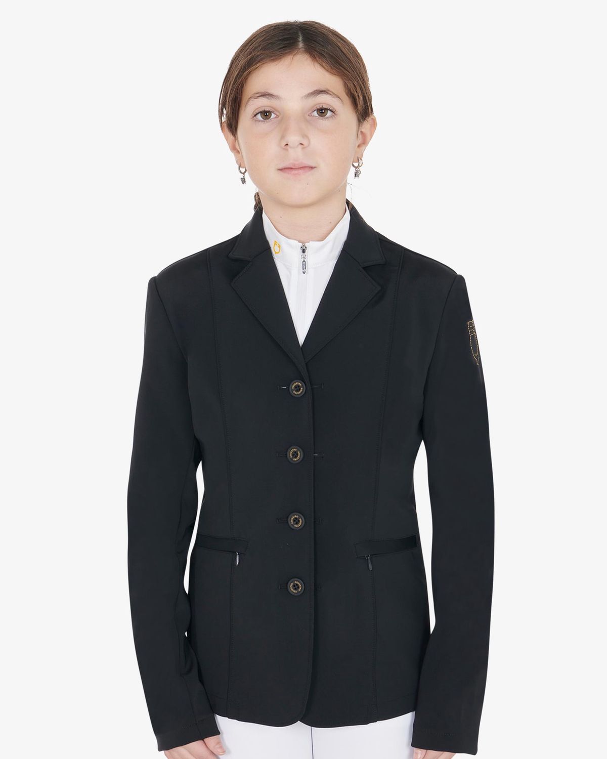 Equestro Kids Unisex Competition Jacket, Color: Black, Size: 8