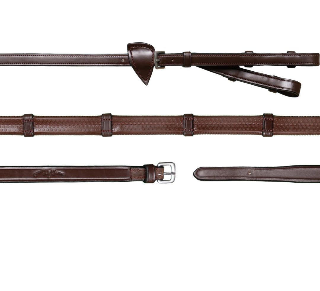 Dy&#39;on 1/2 Converter Rubber Reins With 7 Leather Loops, Color: Brown, Size: Full