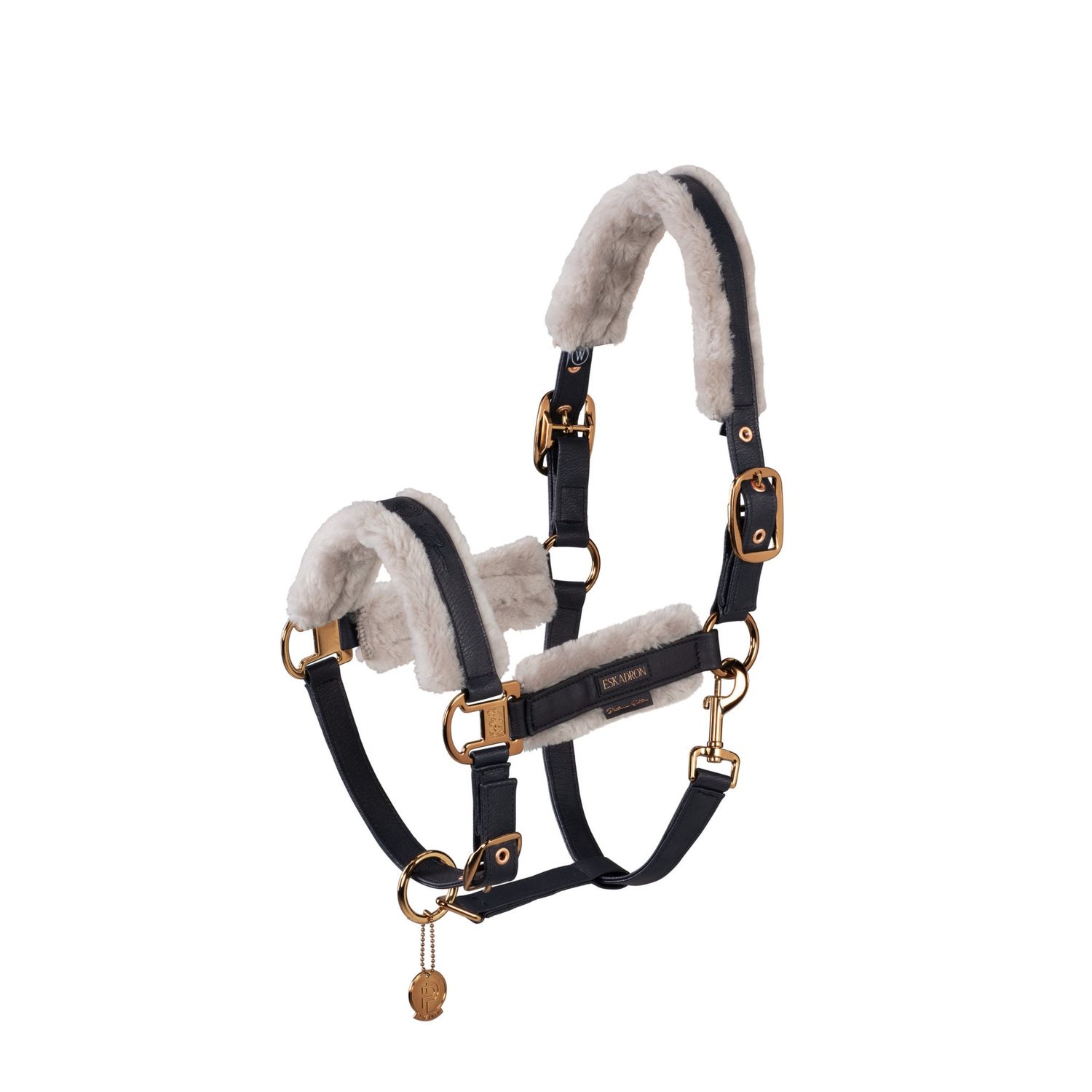 Eskadron Headcollar Double Pin Metallic Faux Platinum 23 Black, Size: Pony