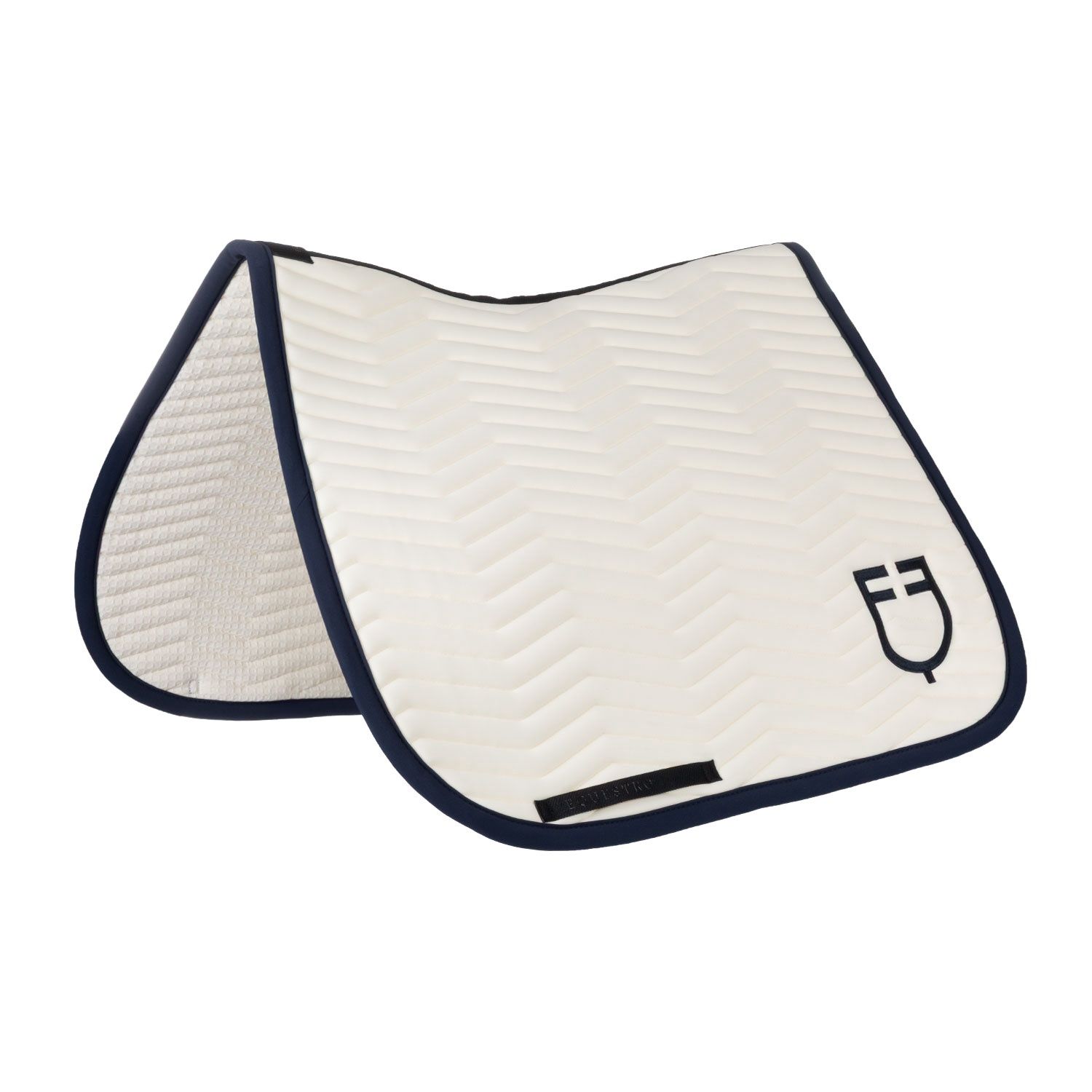 Equestro Saddle Pad Wave Stitching, Size: Dressage - Full, Color: White/Navy
