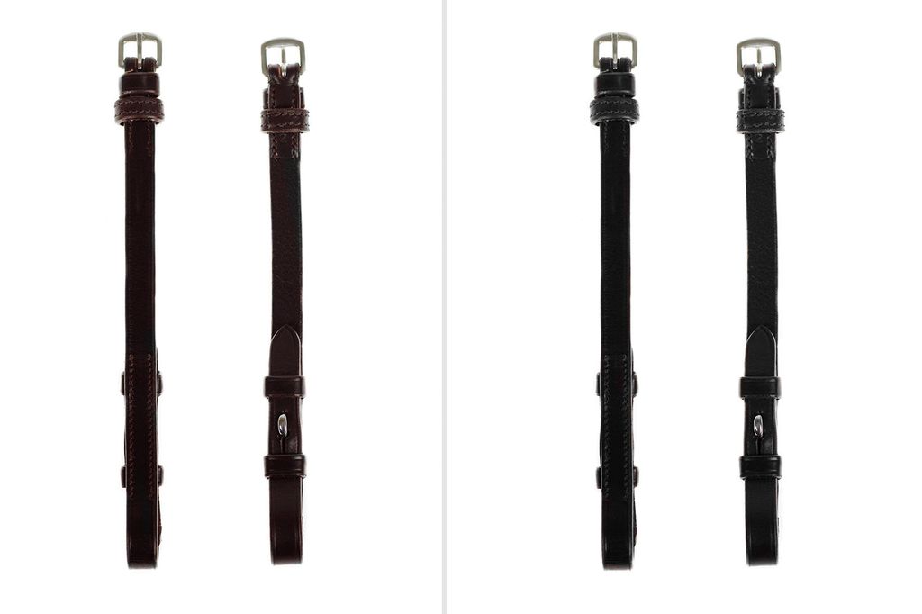 PS of Sweden Cheek Pieces with selectable cradles; flat; french hook, Color: Bruin, Size: Cob