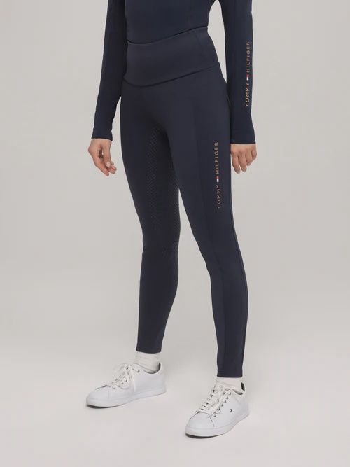 Tommy Hilfiger Equestrian Delaware High Waist Full Grip Leggings Women, Color: Desert Sky, Size: XXS