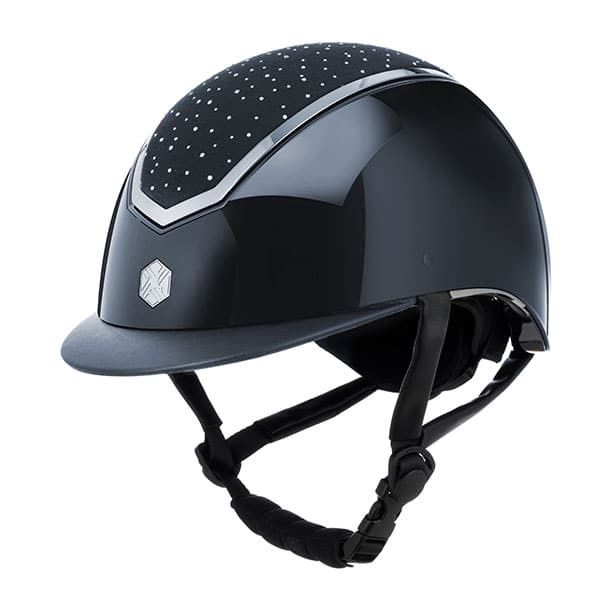Charles Owen Riding Helmet Kylo Gloss Shell &amp; Crystal Top, Color: Navy, Size: S (52-55)