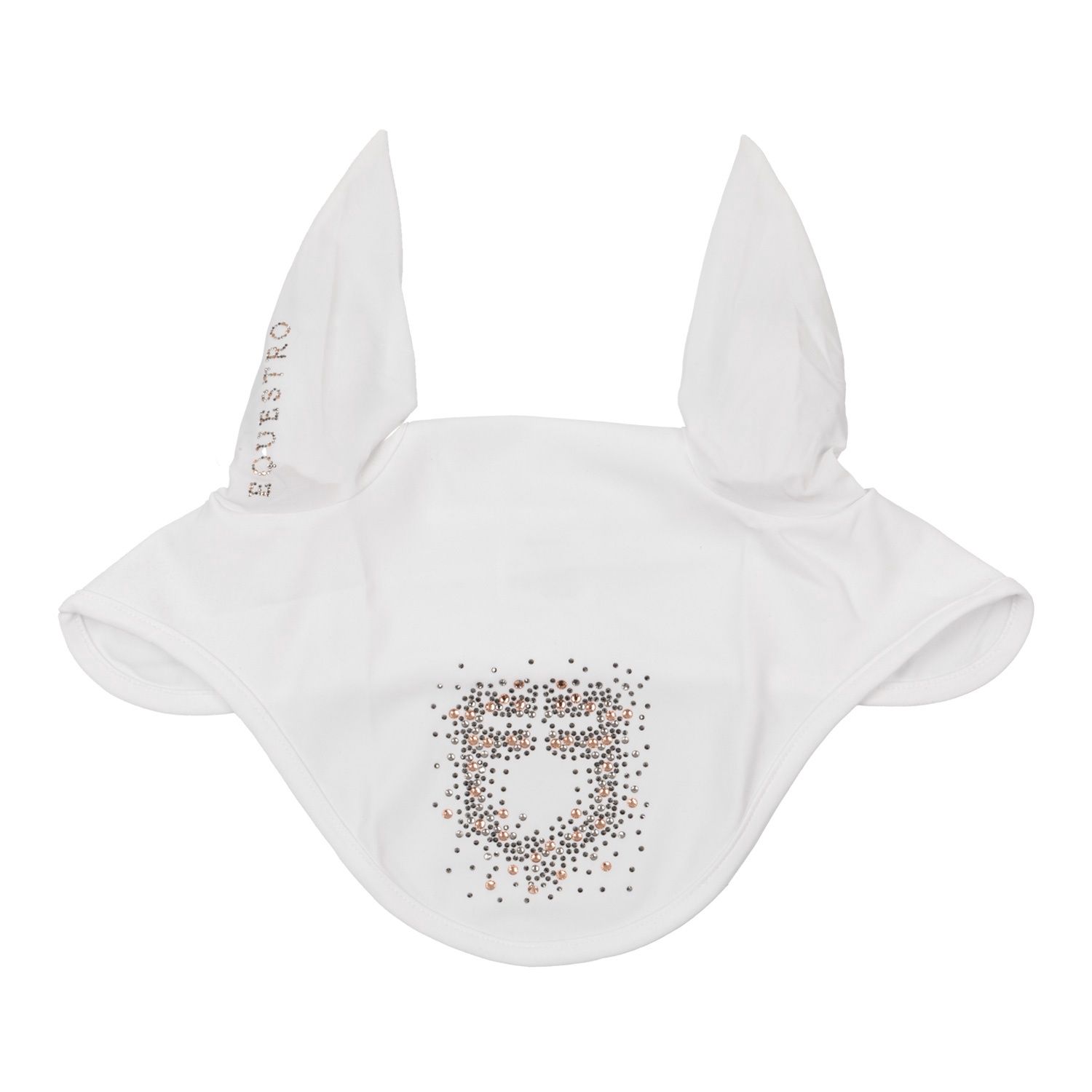 Equestro Ear Net rhinestone logo white, Color: White, Size: Full