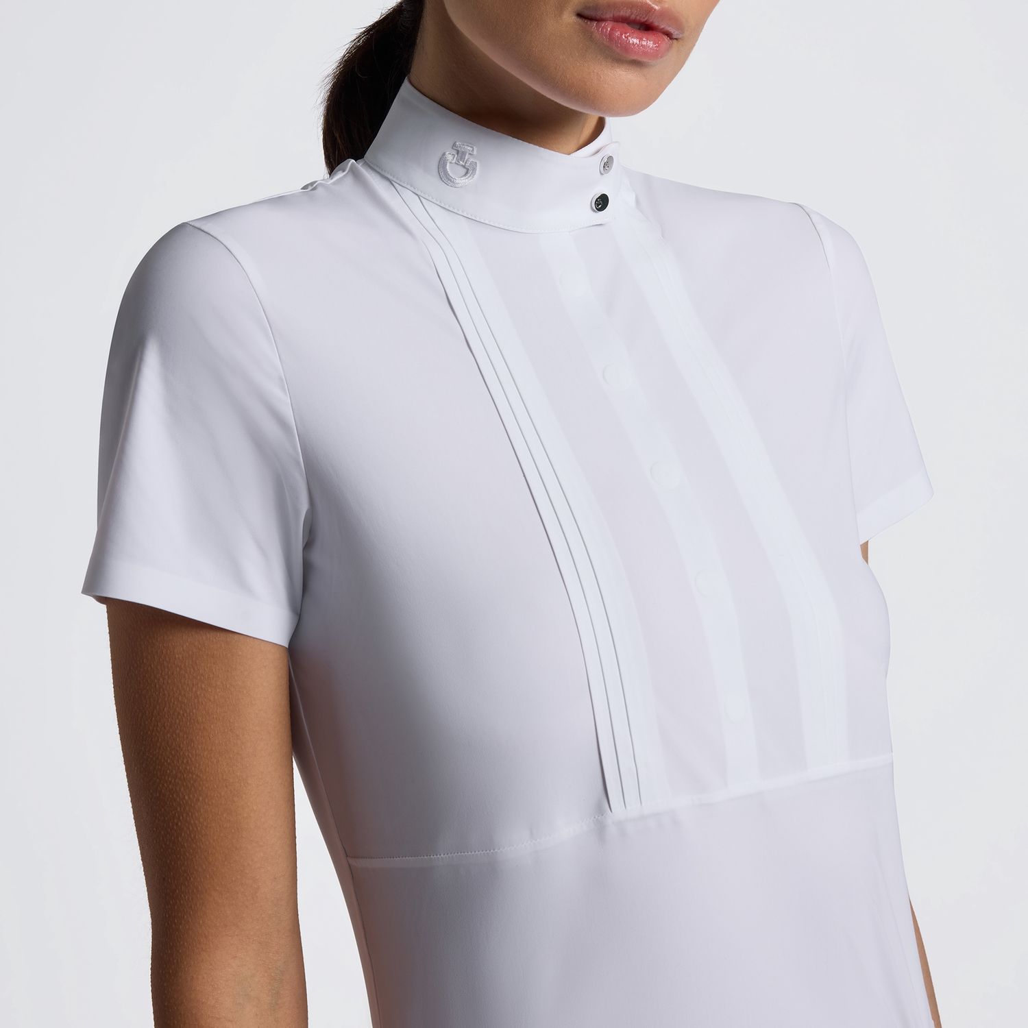 Cavalleria Toscana Heat Sealed Bib Wedstrijdshirts Kort Mouw Dames, Color: White, Size: XS