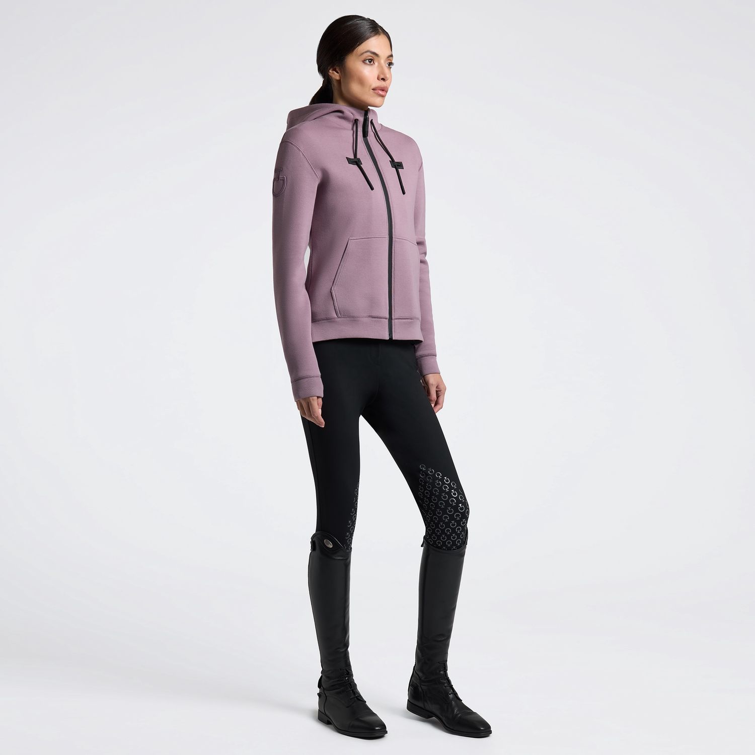 Cavalleria Toscana Cotton Zip Hoodie Dames, Color: Grape Shake, Size: XS