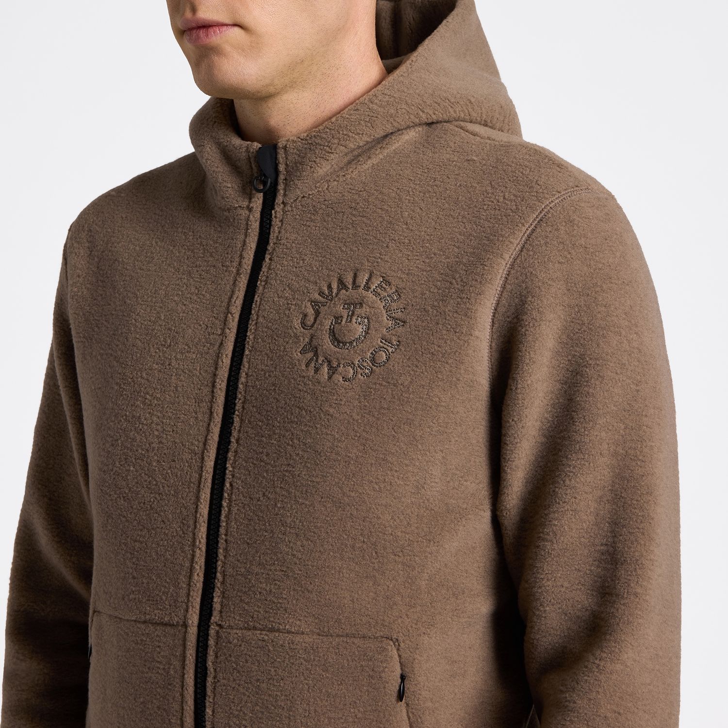 Cavalleria Toscana Fleece Zip Hoodie Heren, Color: Walnut, Size: S