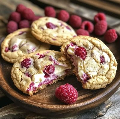 Cookie chocolat blanc framboises
