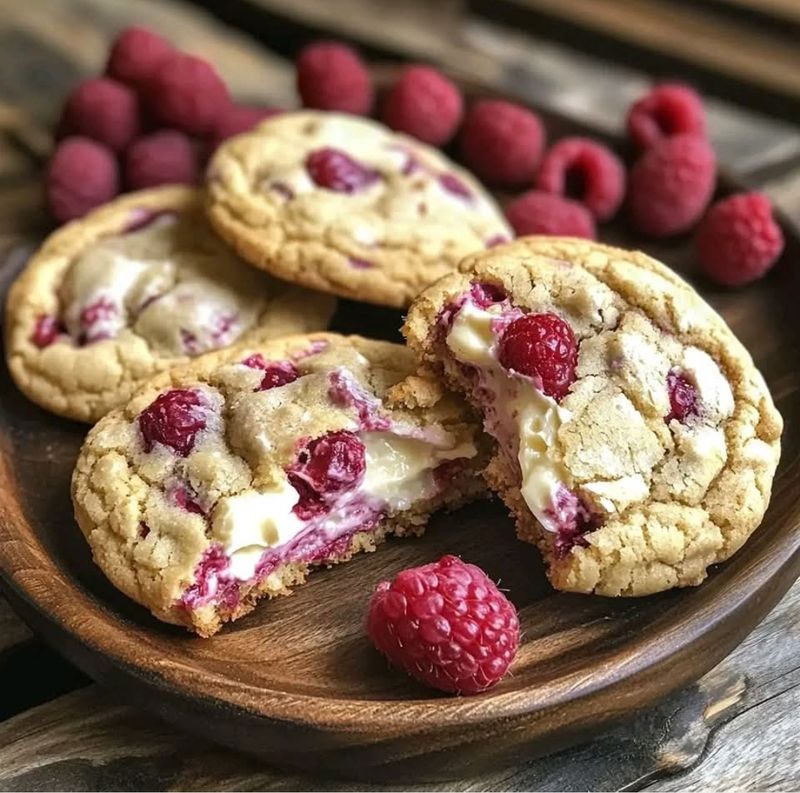 Cookie chocolat blanc framboises