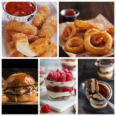 Produits M.B.H (pizzas, desserts et boissons)