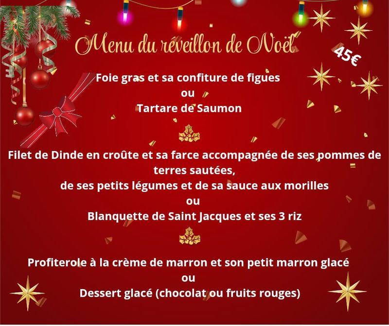 Menu du réveillon de Noël 