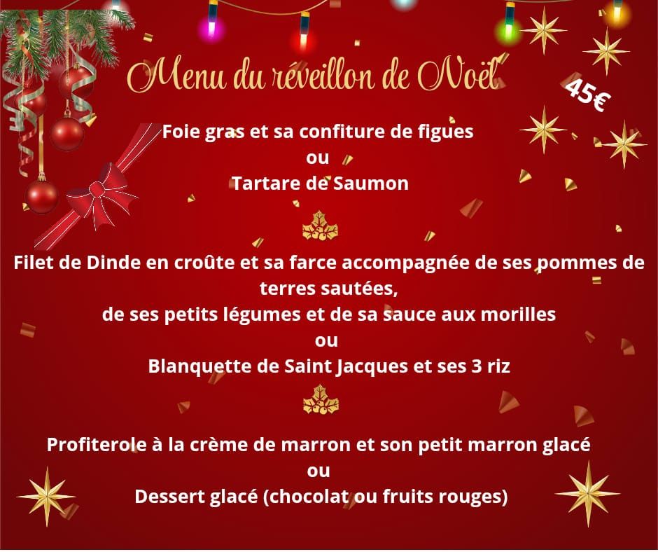 Menu du réveillon de Noël 