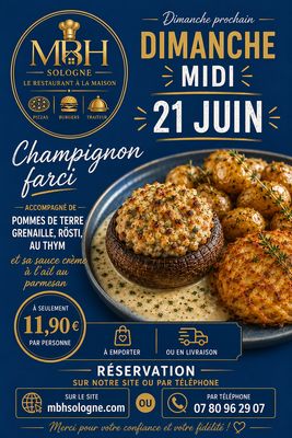 Dimanche 31 Mai 2026 midi  : papillote de saumon accompagné de sa pomme de terre au four et de sa crème ciboulette 