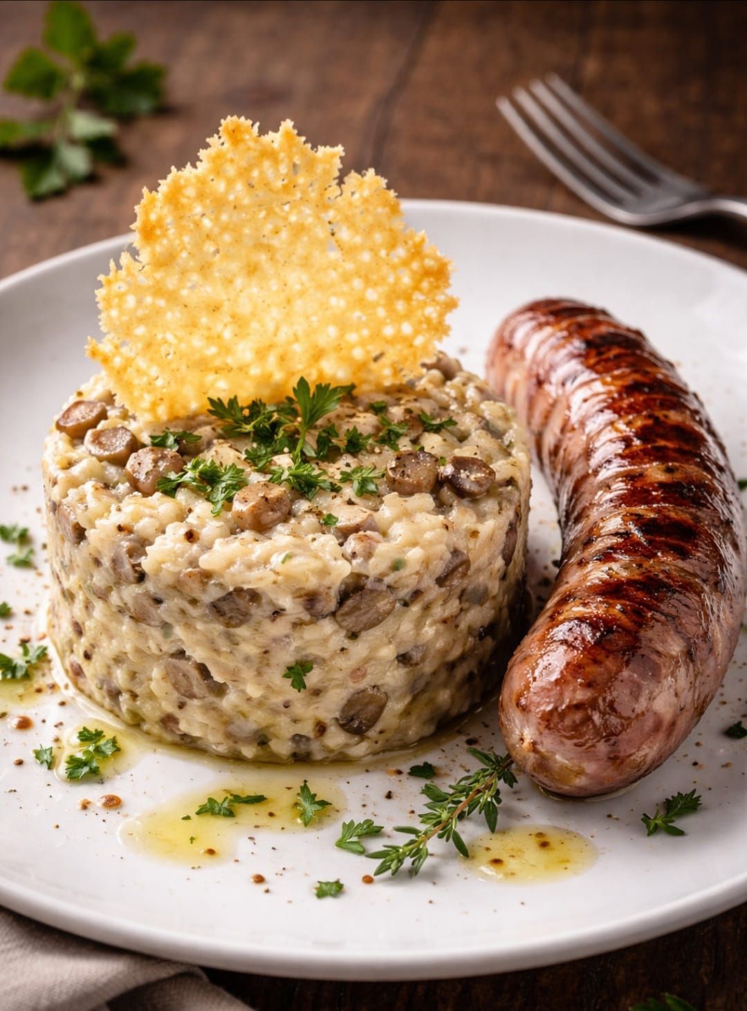 Saucisse de Toulouse avec son Risotto