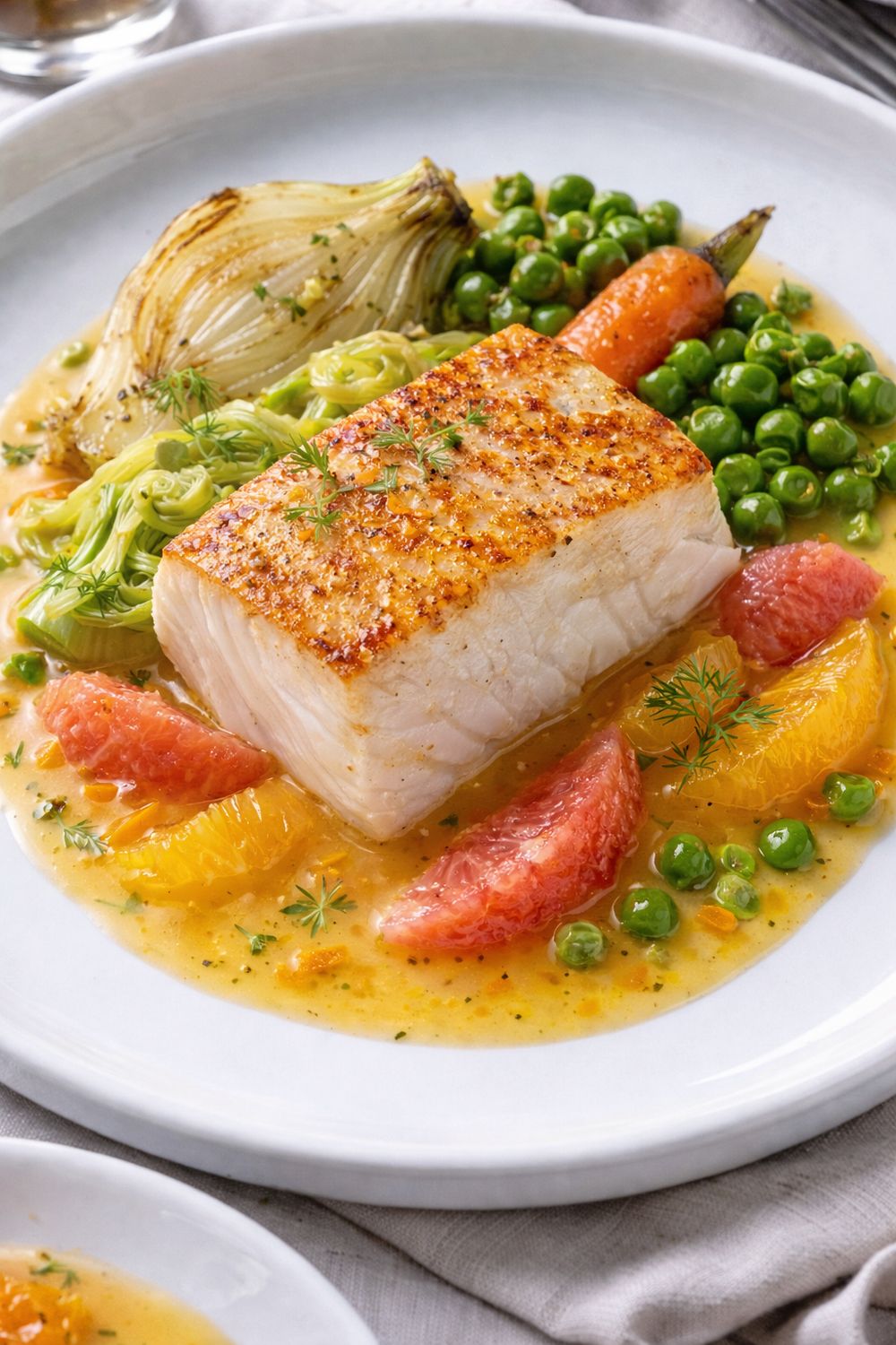 Lieu Noir Rôti avec ses légumes et sa sauce agrumes