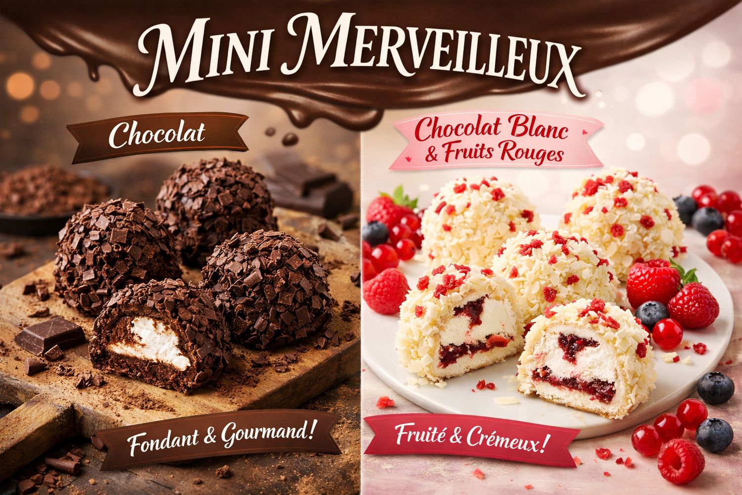 Minis  merveilleux chocolat ou Fruits rouge
