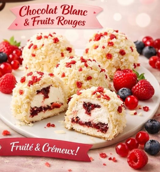  A PARTIR DU DIMANCHE 29 MARS Mini merveilleux chocolat blanc fruits rouge