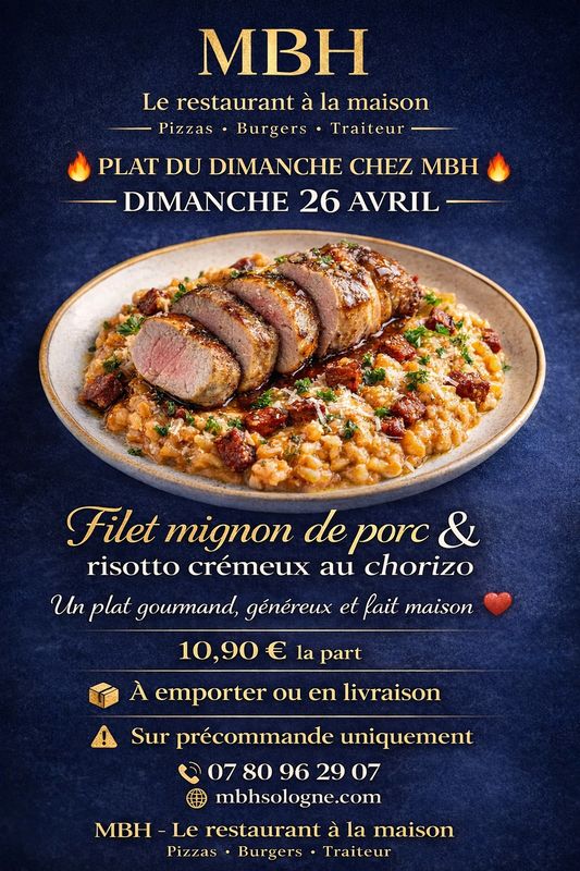 Filet mignon de porc accompagné de son risotto au chorizo