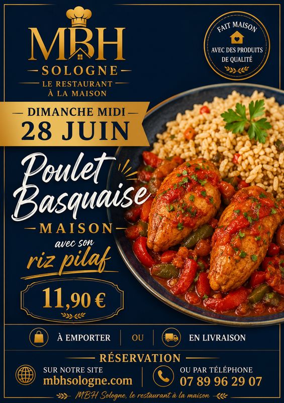Poulet Basquaise avec son pilaf