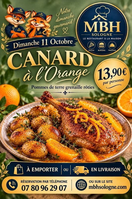 Canard à l' orange accompagné de ses pommes de terre grenailles