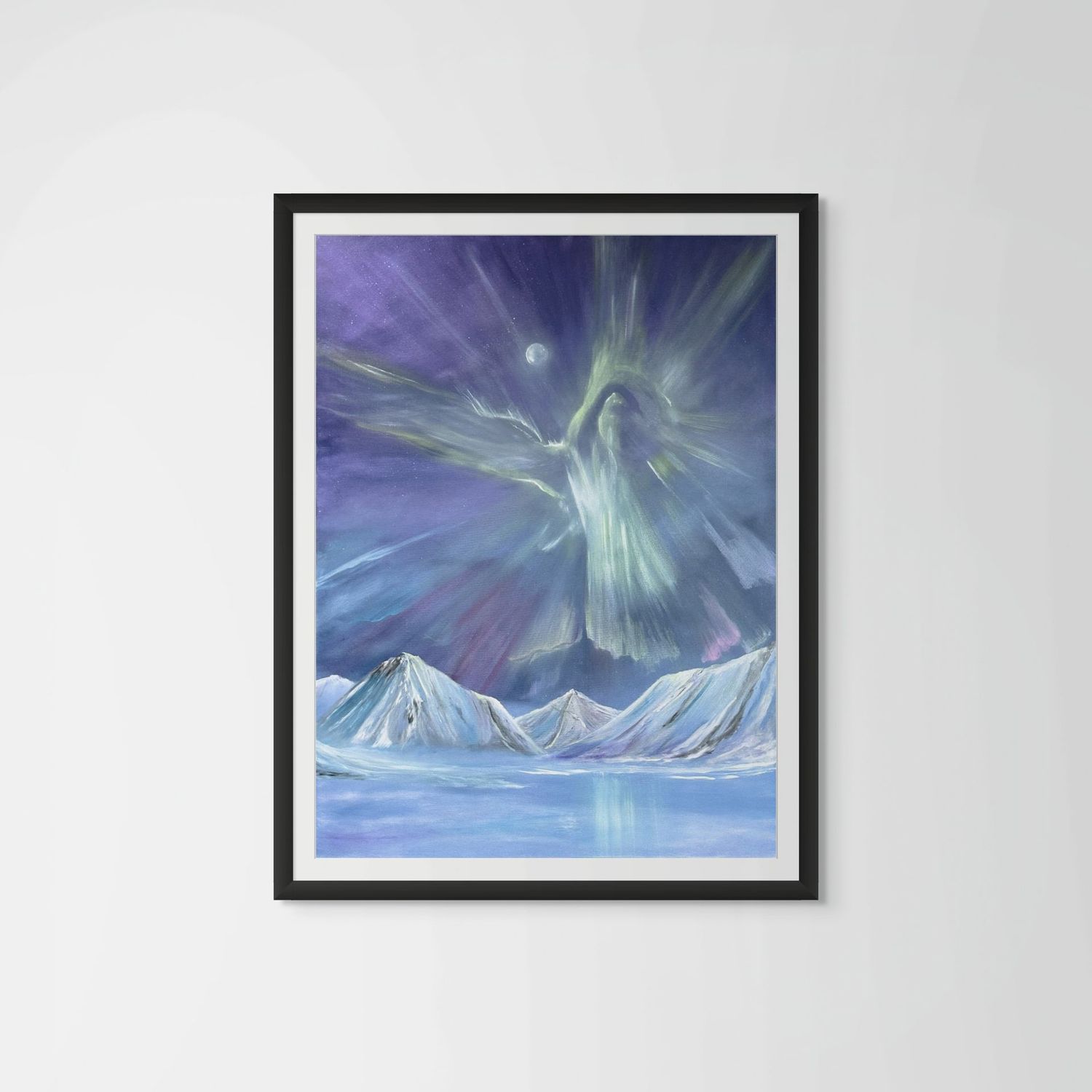 a veil of light in the night framed print