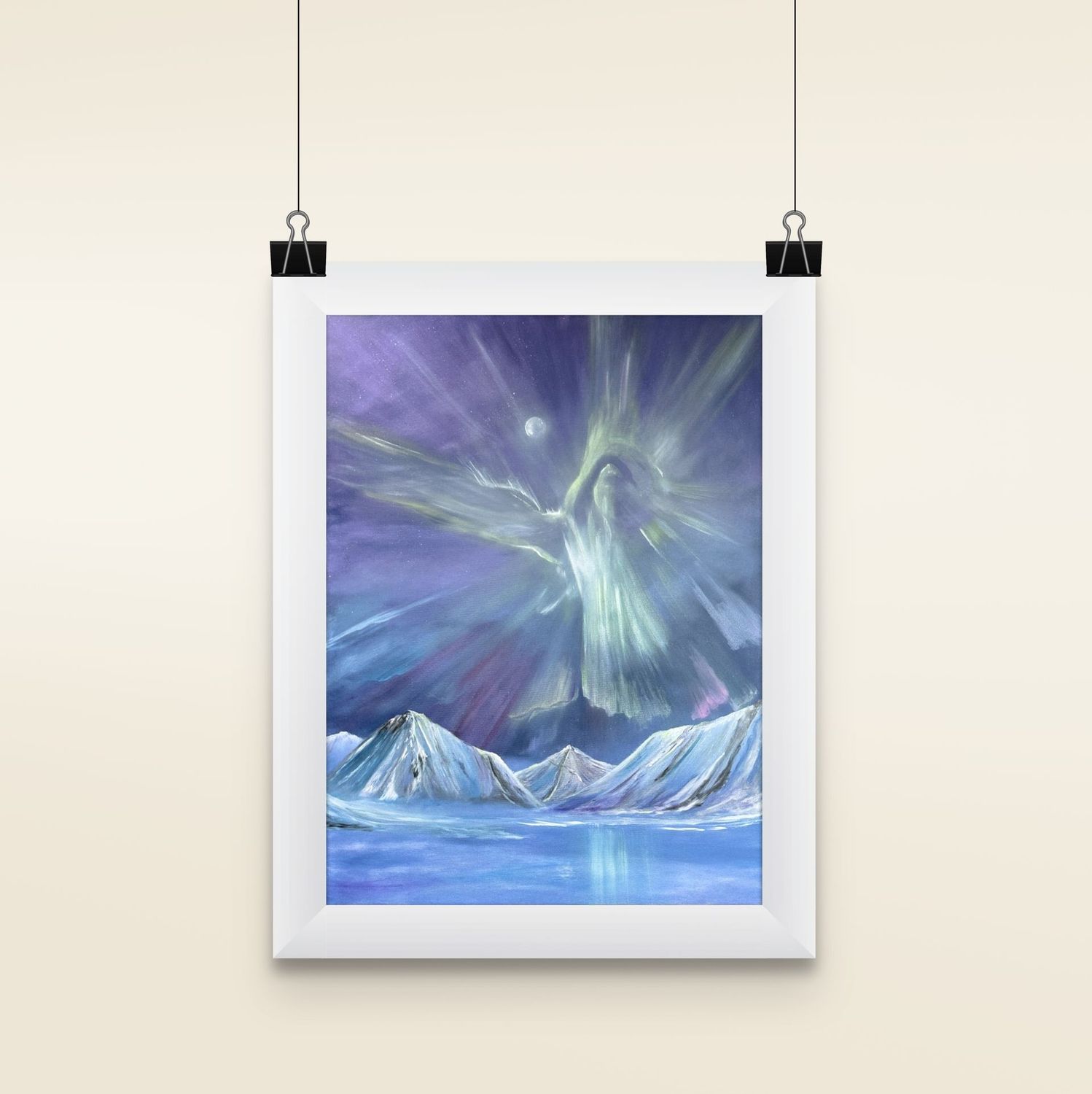 a veil of light in the night matted print