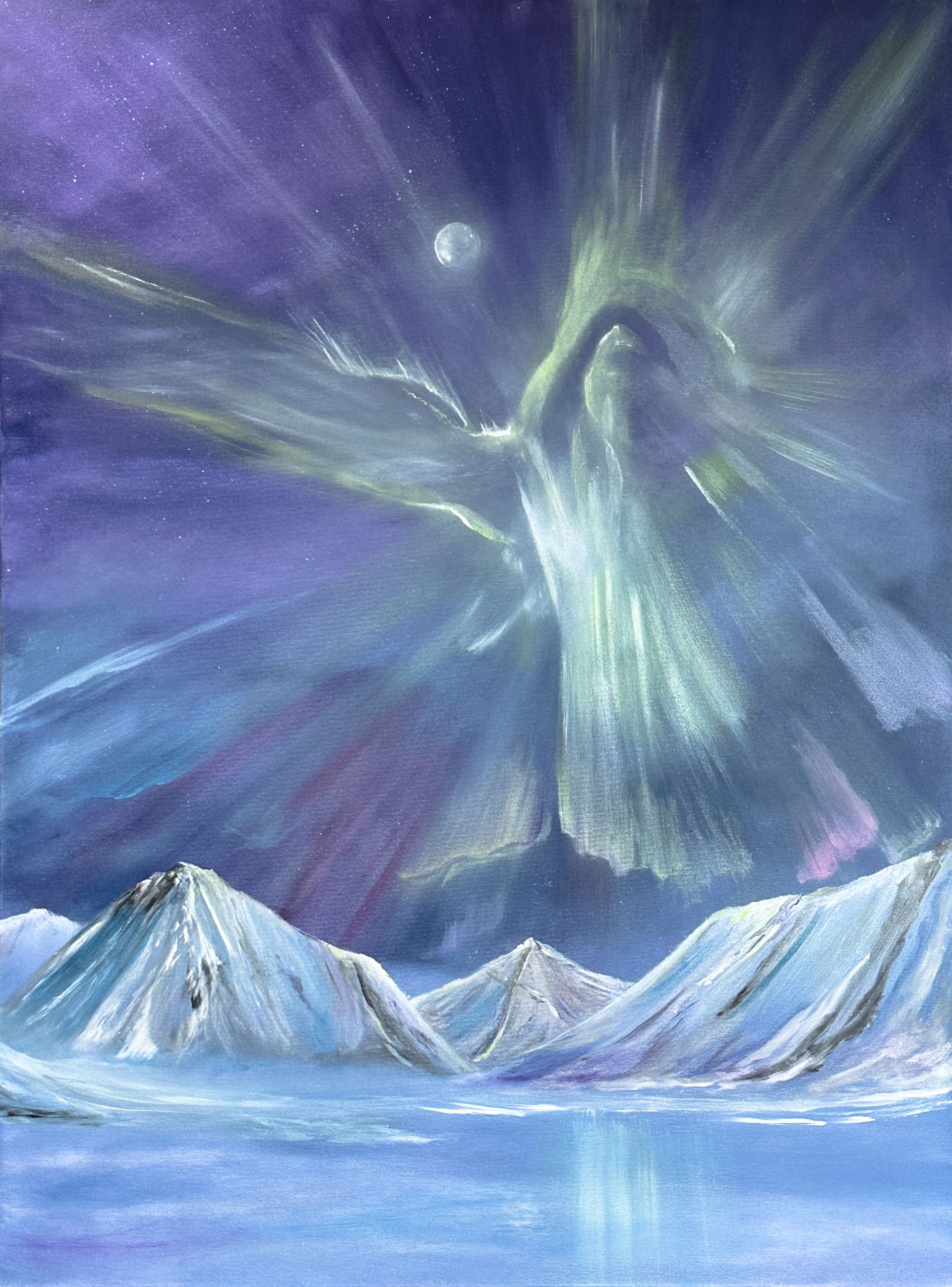 a veil of light in the night matted print