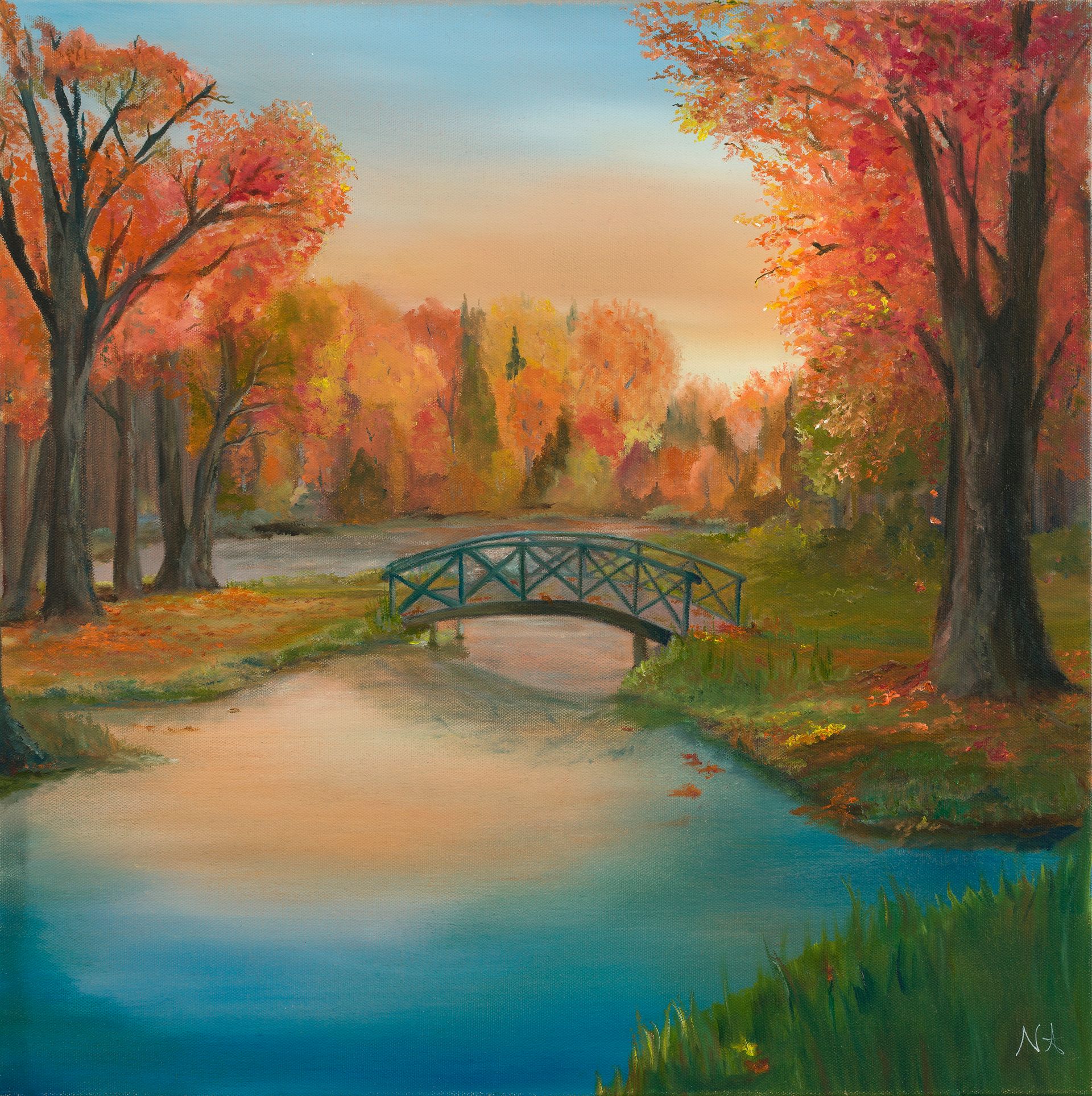 an autumn evening matted print