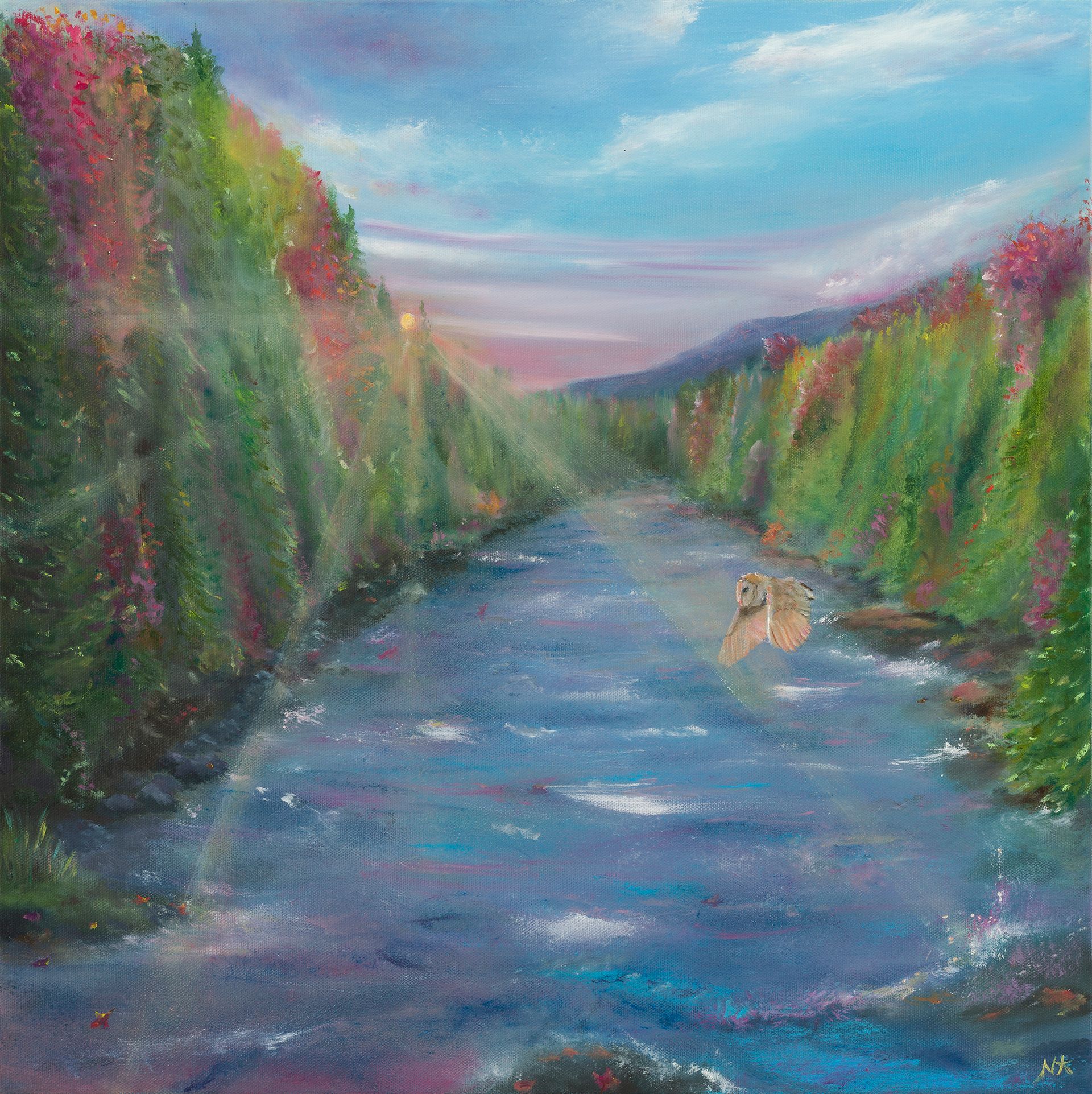 where the river flows matted print