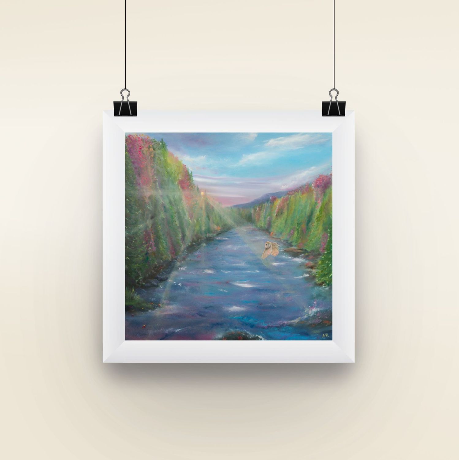 where the river flows matted print