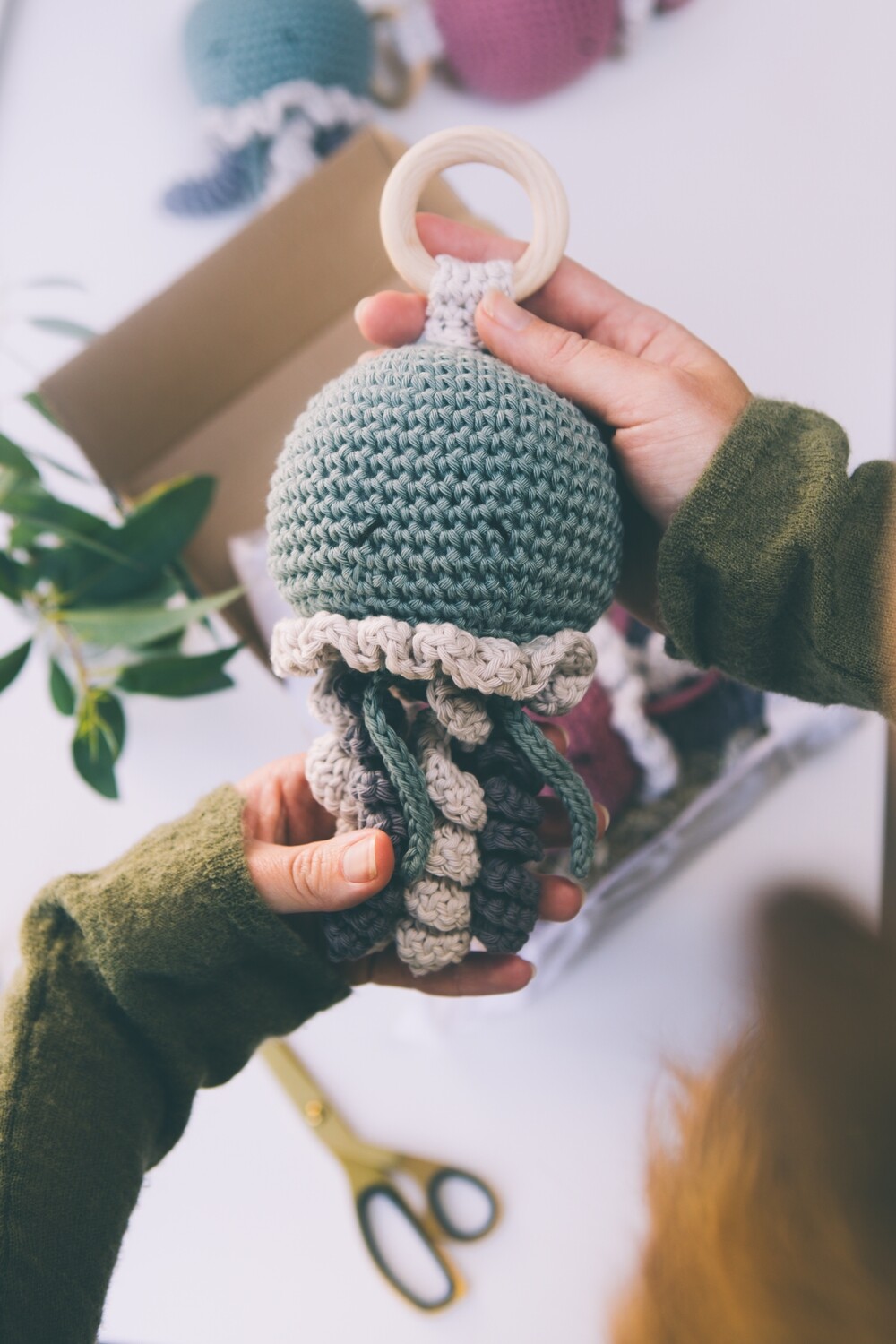 Teal jellyfish rattle