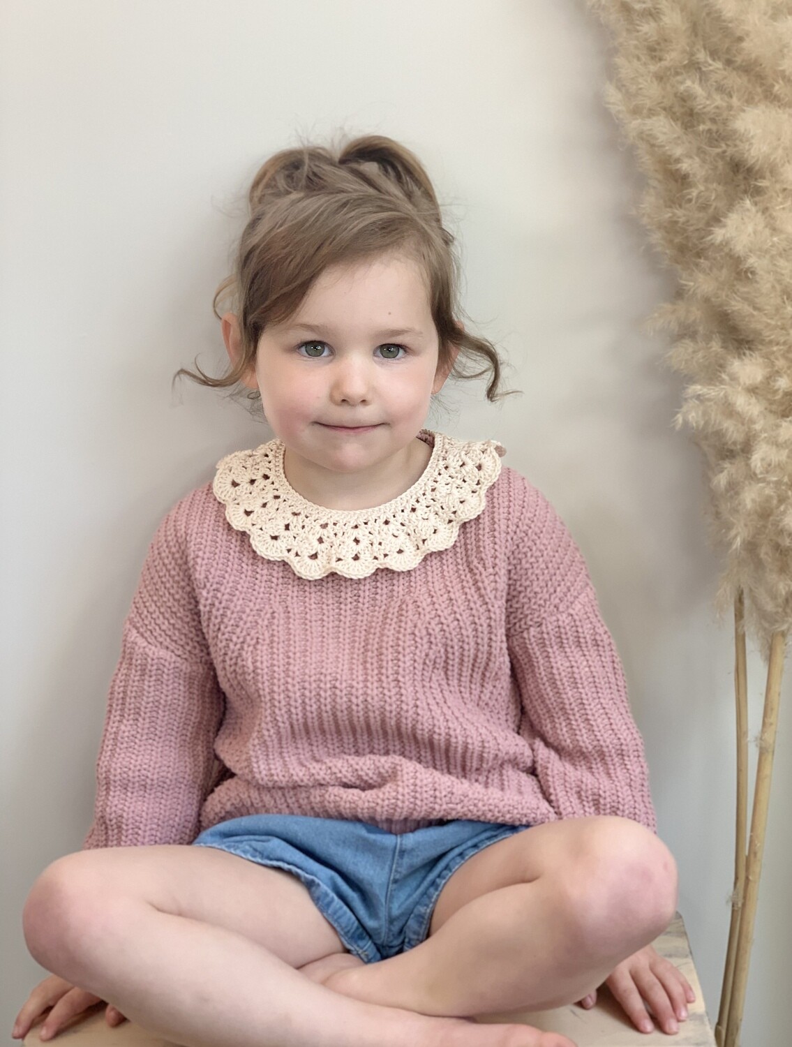 Crochet collar - reversible (cream)