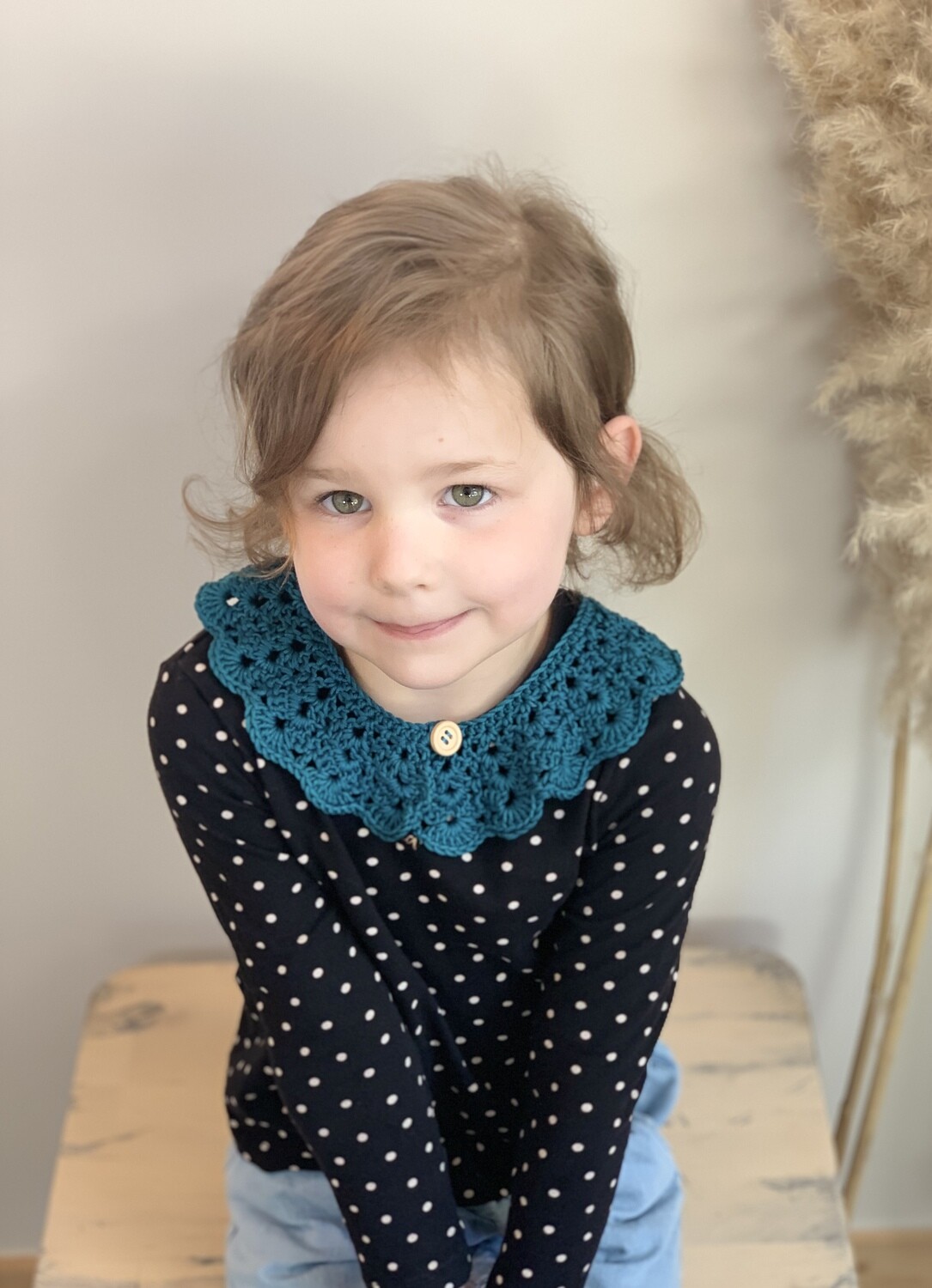 Crochet collar - reversible (deep teal)