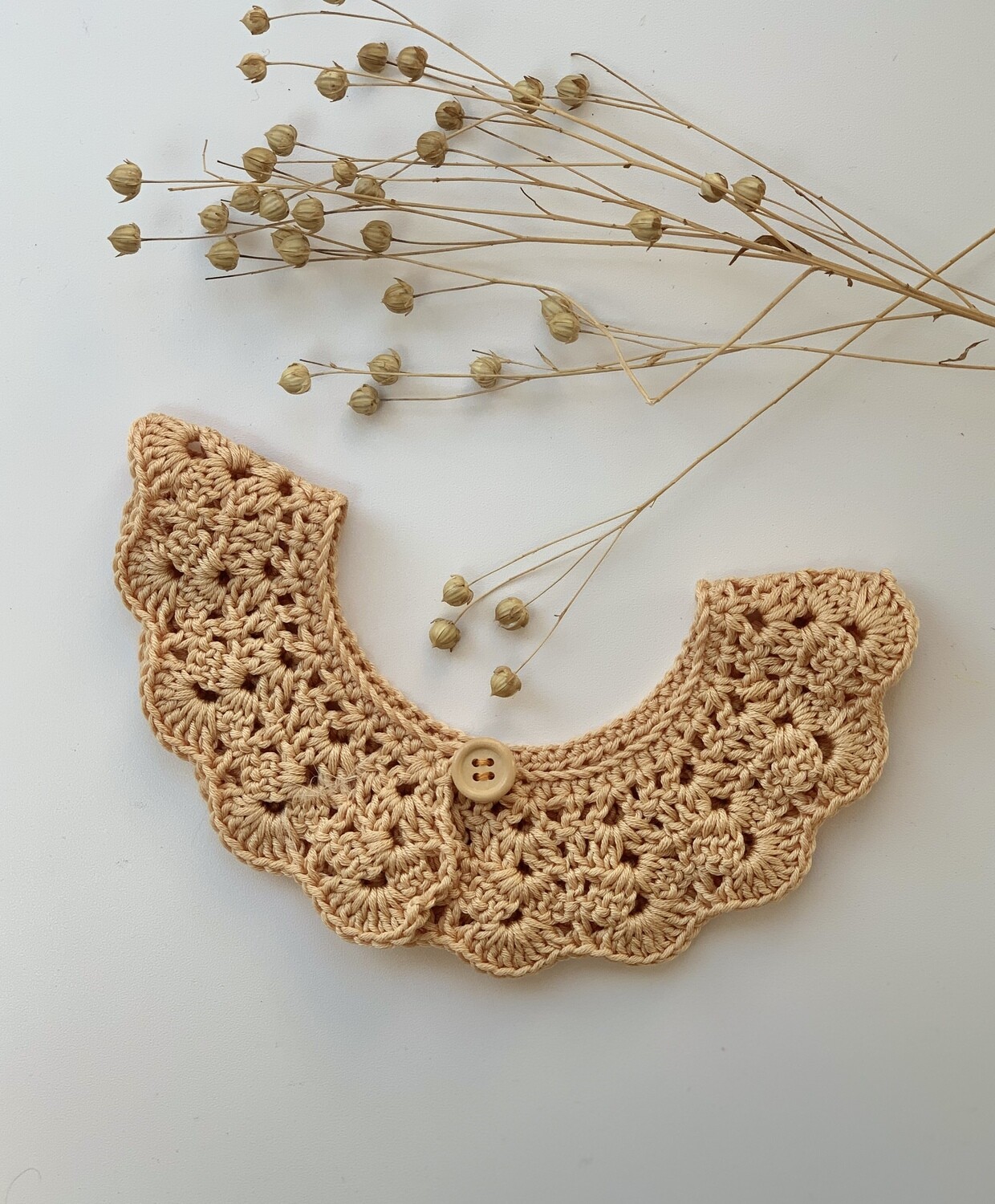Crochet collar - reversible (custard)