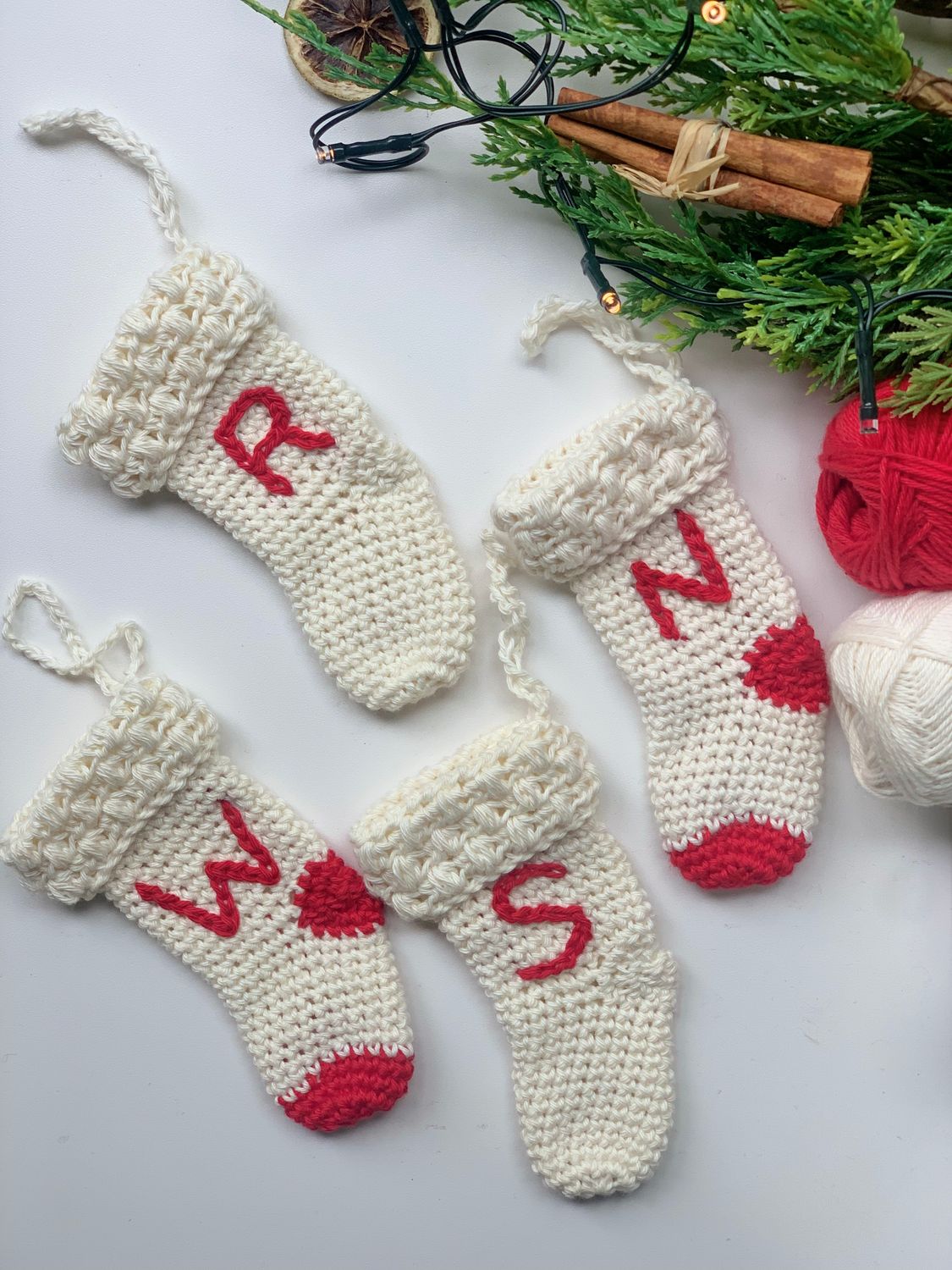 Christmas stocking decoration (red&amp;cream)