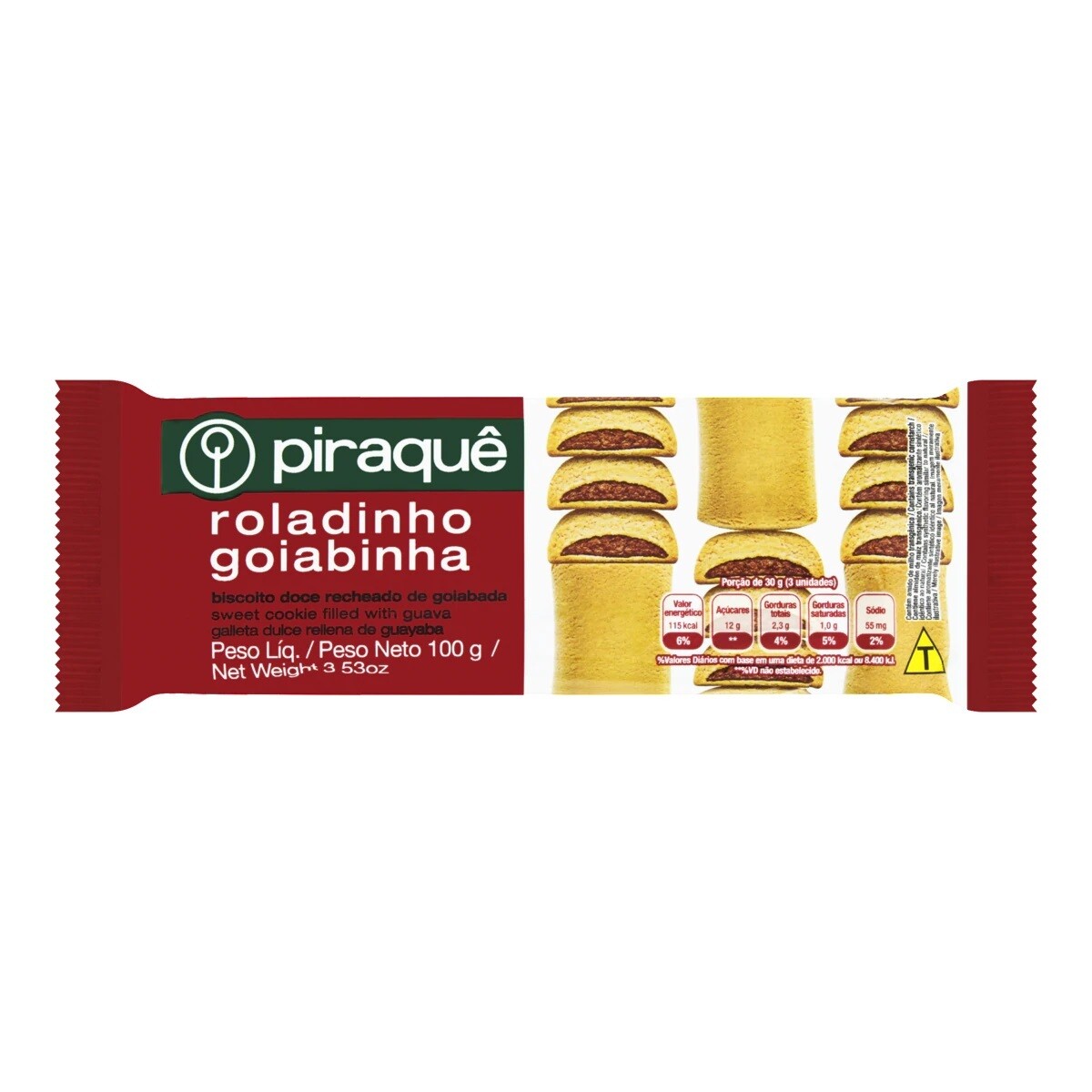 Biscoito Roladinho Goiabinha - Piraque - 75 Gr