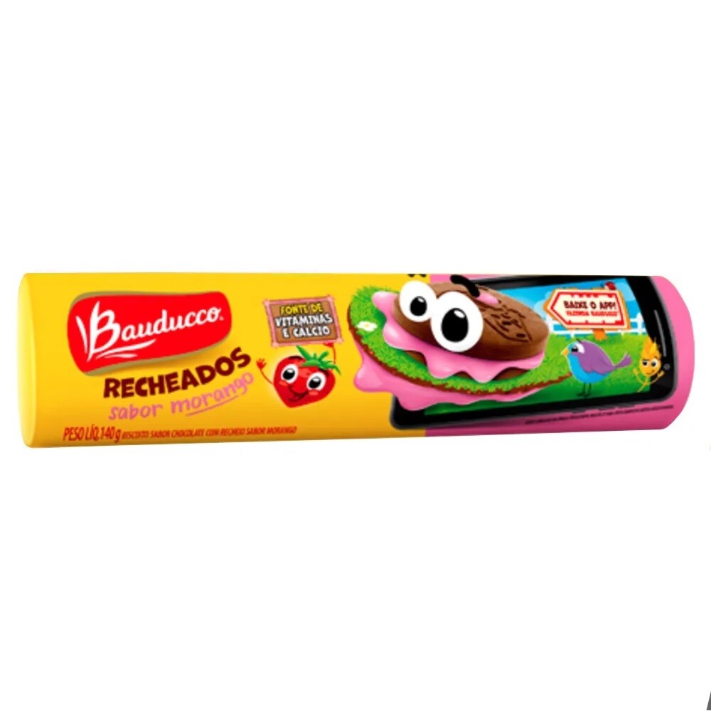 Biscoito Recheado Morango - Bauducco - 140 gr