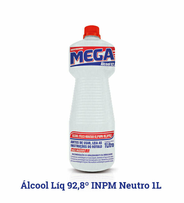 Álcool Líquido - 92,8º - Neutro - Mega - 1 Litro