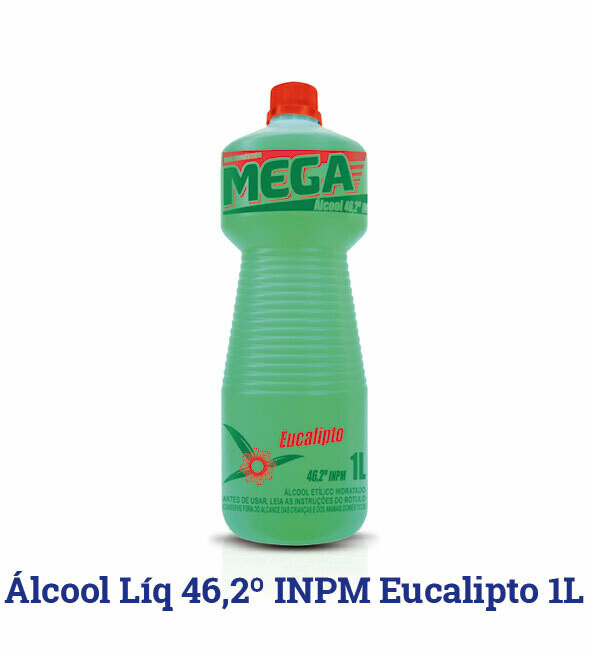 Álcool Líquido - 46,2° - Eucalipto - Mega - 1 Litro