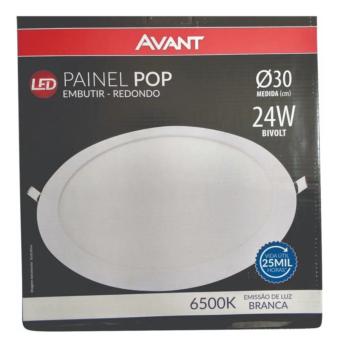 PAINEL EMBUTIR - REDONDO - 24W - 6500K - AVANT