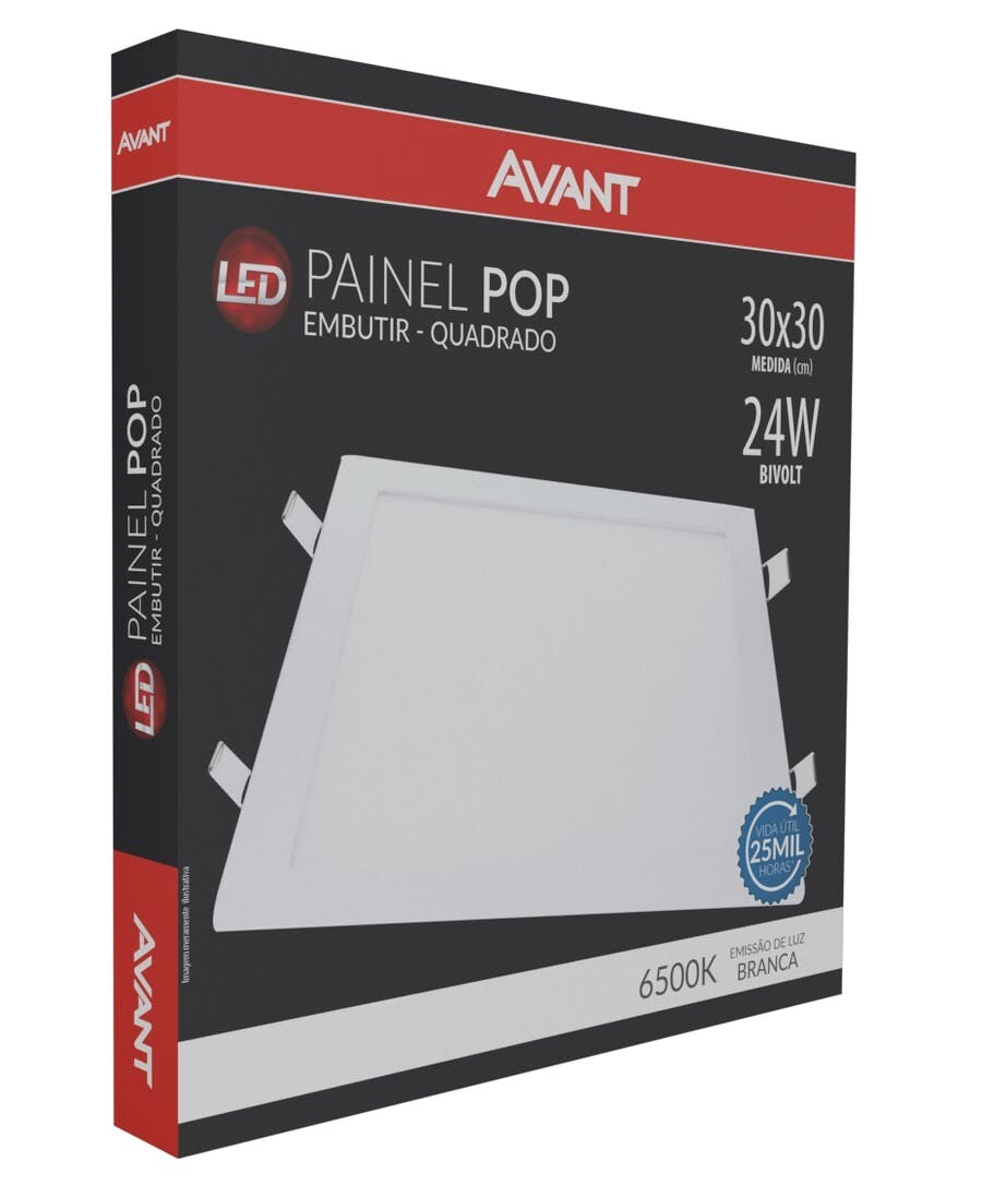 PAINEL EMBUTIR - QUADRADO - 24W - 6500K - AVANT