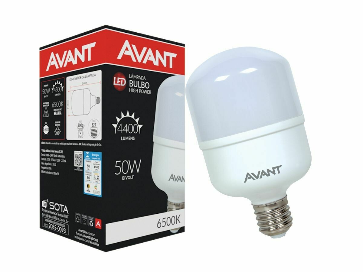 LAMPADA LED BULBO ALTA POTENCIA 6500K - 50W AVANT