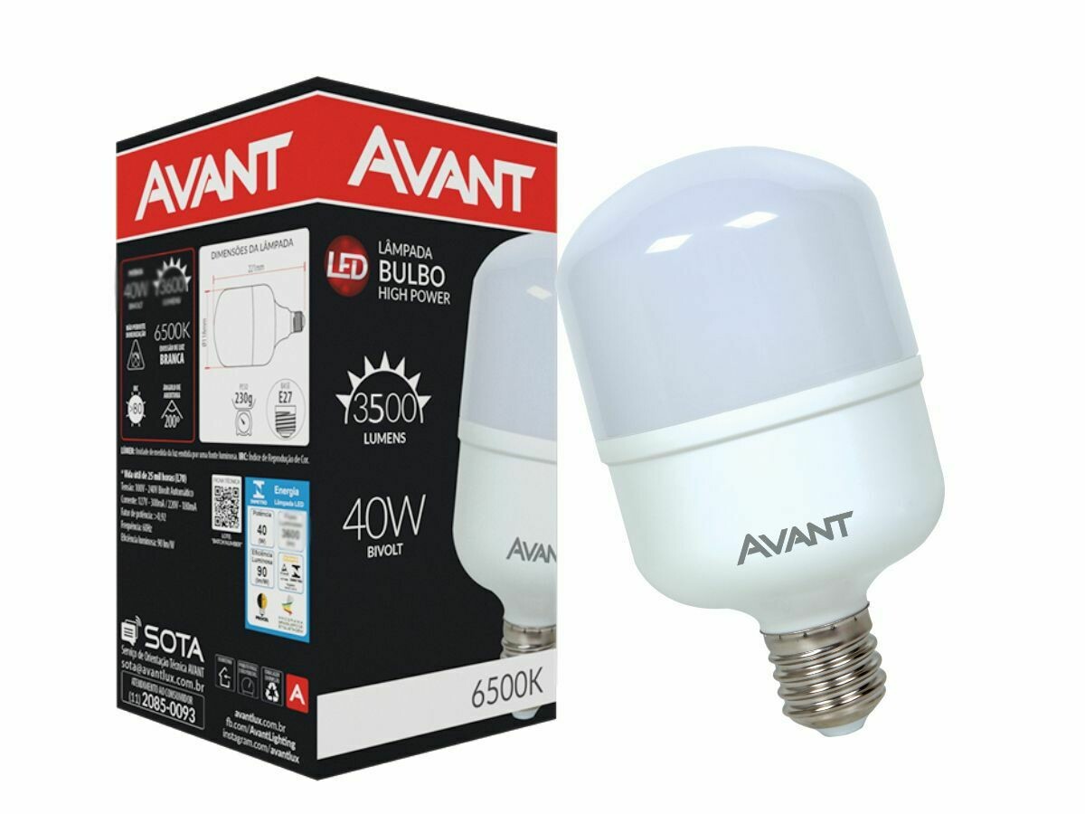 LAMPADA LED BULBO ALTA POTENCIA 6500K - 40W AVANT