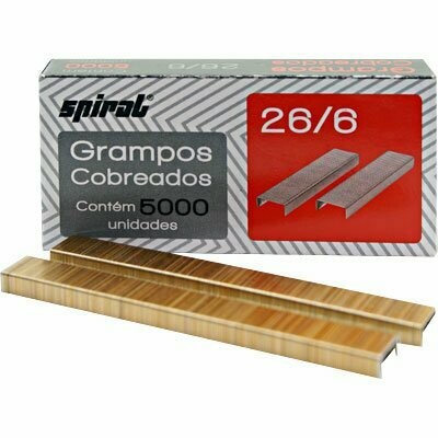 Grampo Cobreado 26/6 - Spiral - 5000 UN/CX